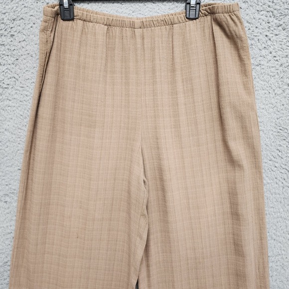 Eileen‎ Fisher Pants Womens L Brown Viscose Linen Nylon Wide Leg Pull On Elastic - Picture 4 of 14
